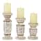 White Mango Wood Country Cottage Candle Holder Set